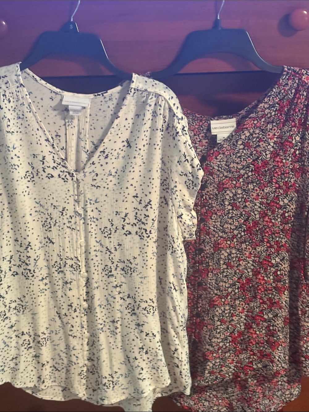 Two Floral Print Button-Front Women’s Top